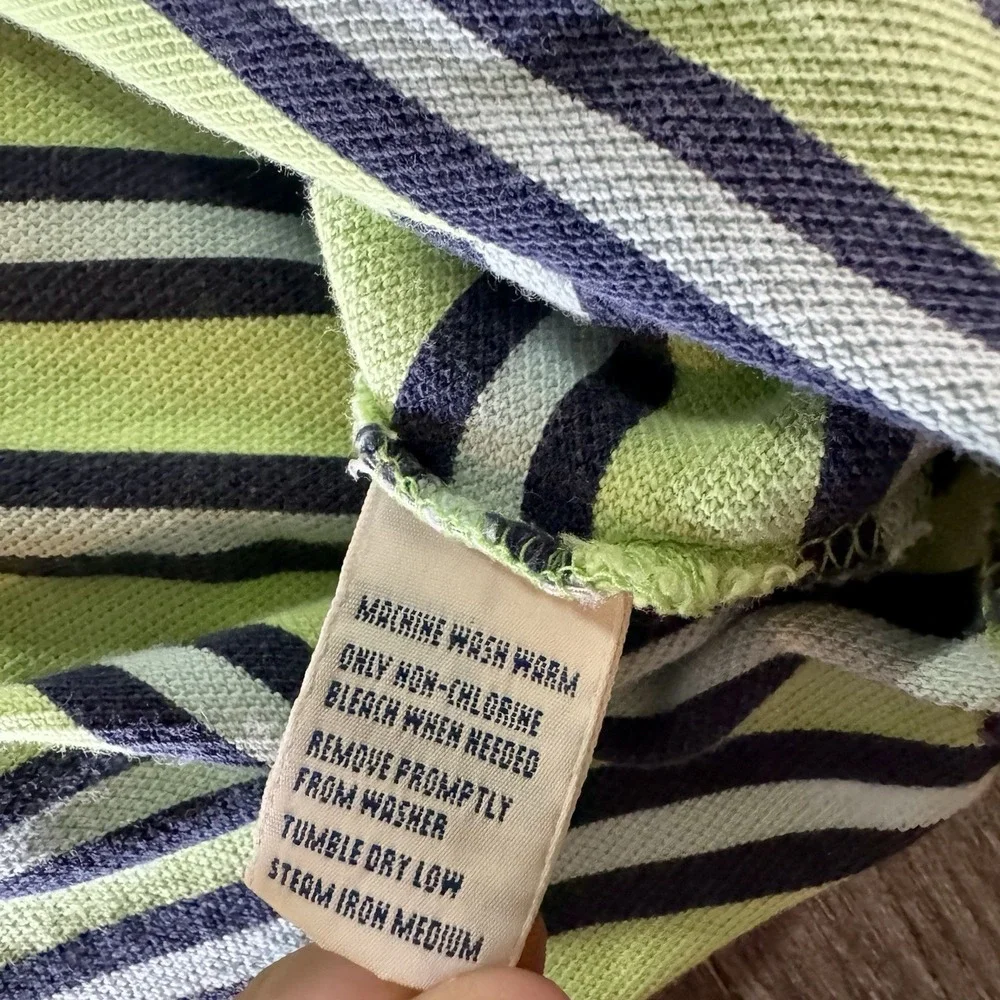 Polo Ralph Lauren‎ Striped Polo Mens L Yellow Navy Blue Pony Logo Cotton Pique